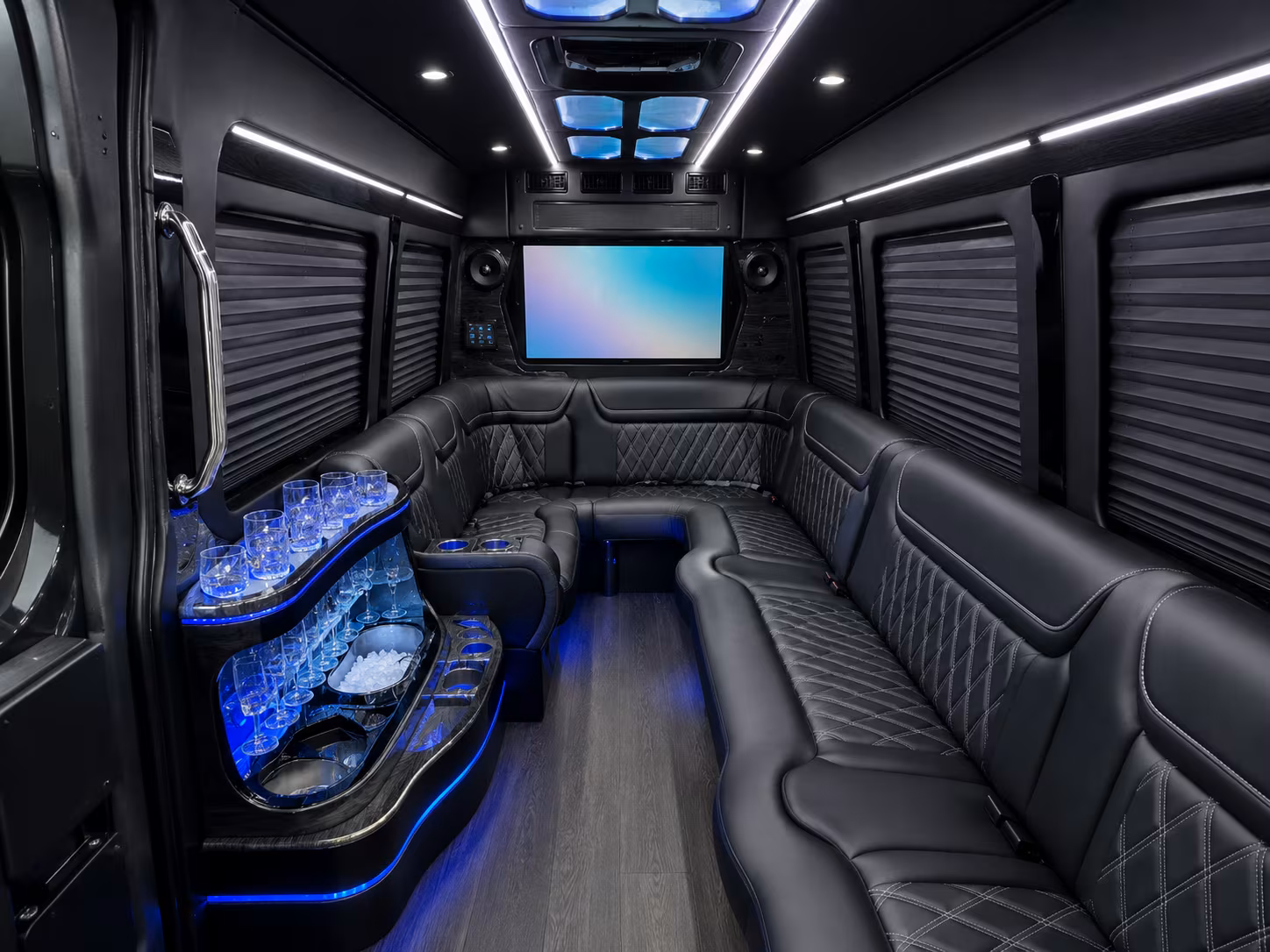 new york city 40 passenger party bus inside